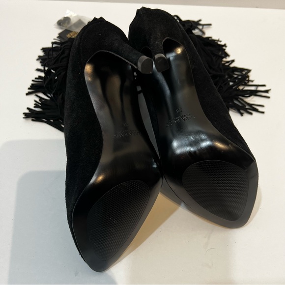 ZARA Fringed Suede Leather Ankle Boots High Heel Black Booties • Influencer Fav! - Picture 10 of 12